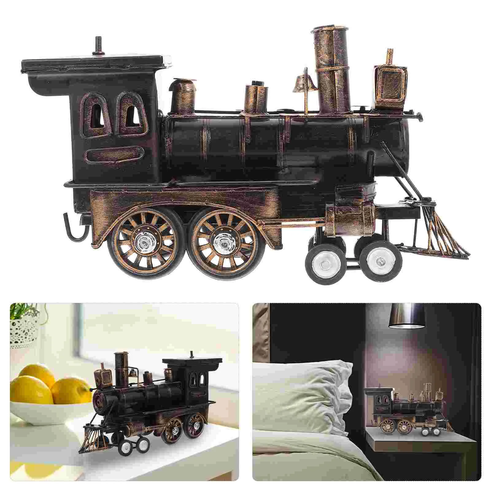 Front Model Loco Figurine Decor Train Simulation Locomotive Toy Ornament Car Desktop Decors Retro