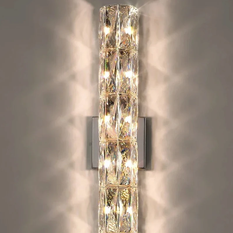 โมเดิร์นคริสตัล LED โคมไฟติดผนังสำหรับห้องนั่งเล่นห้องรับประทานอาหารโรงแรมห้องพักวิลล่าบันไดไฟตกแต่งบ้านโคมไฟโคมไฟ