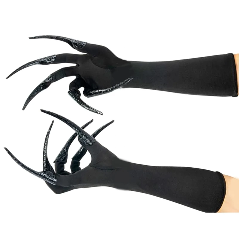 Scary Long Nails Gloves Cosplay Party Costume Accessories Halloween Party Gloves Roleplay Finger Nails Gloves