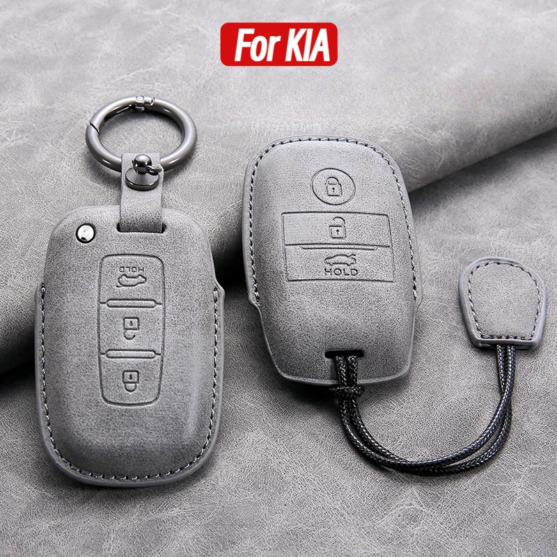 

3 Buttons Leather Car Remote Key Case Cover Shell For KIA RIO 5 Sportage Ceed Cerato K3 K4 K5 Sorento Optima Picanto Soul Forte
