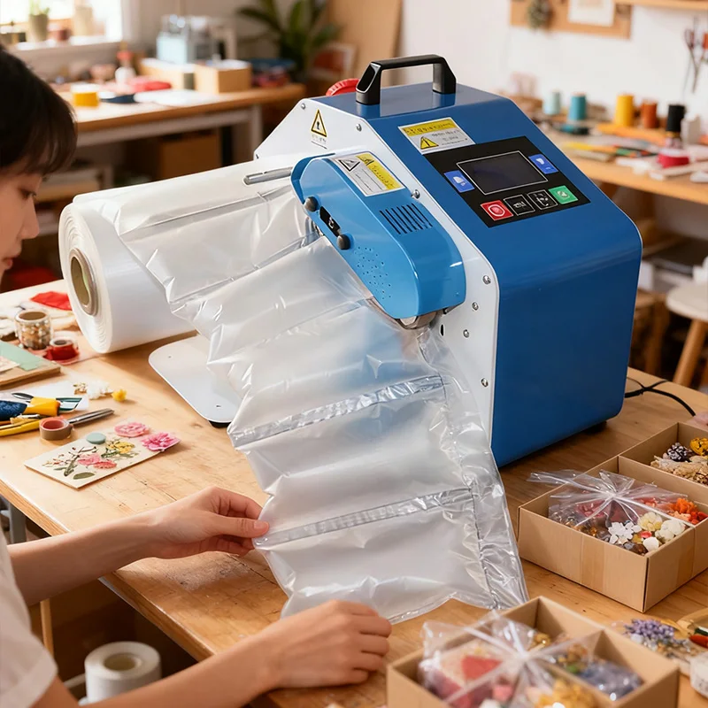 

Automatic Air Pillow Inflator Heat Sealed Machine For Bubble Wrap Cushion Shockproof Logistics Packaging Adjustable High Speed
