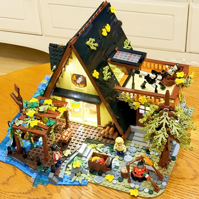 FUNHOLE بنة A-الإطار منزل خشبي عرض الشارع التجمع المعماري نموذج ألعاب قابلة للفصل هدية لغز المشهد الصغير