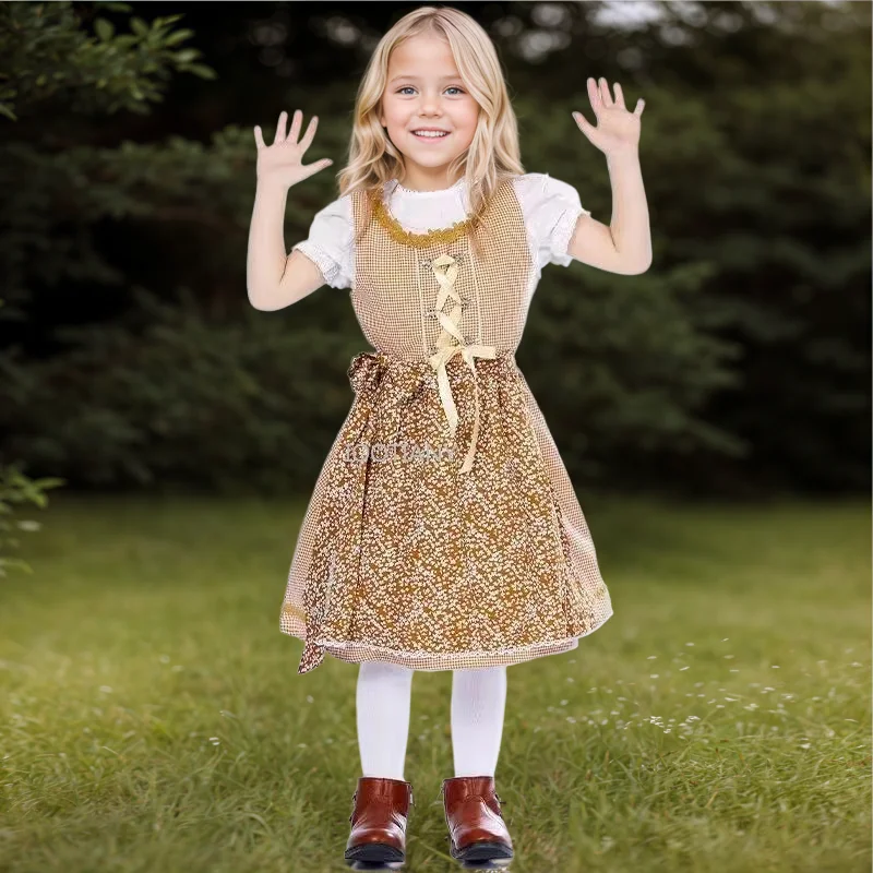 

Kids Maid Cosplay Costume Children Germany Bavaria Traditional National Beer Girl Costumes Parade Stage Performance Party Dress