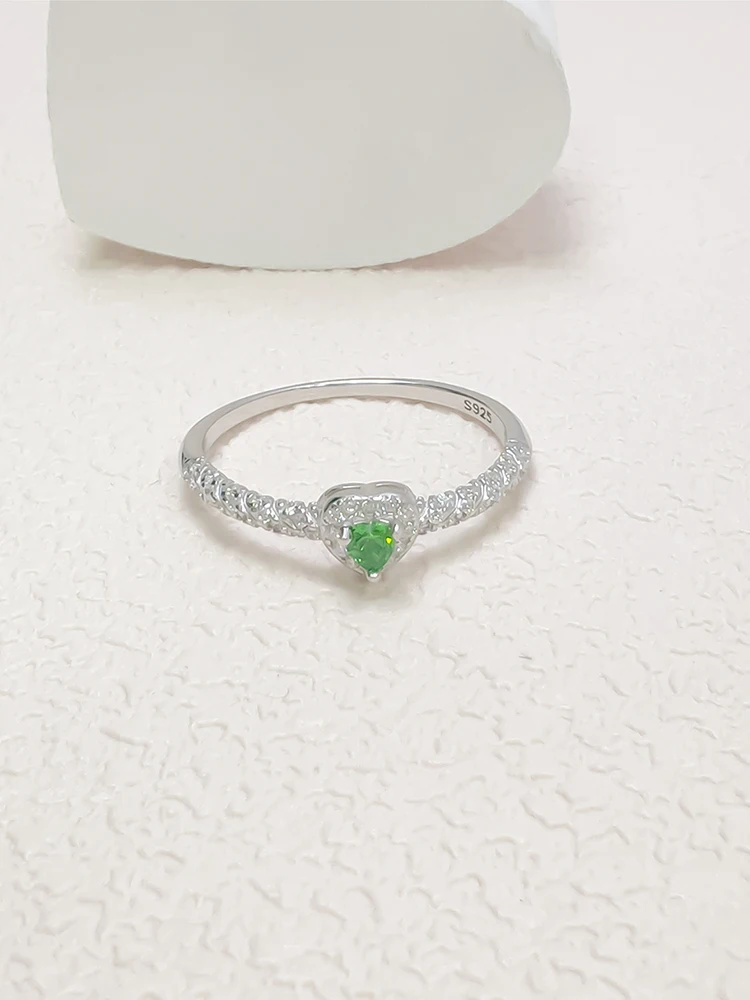 

Женское кольцо из стерлингового серебра 925 пробы с зеленым сердцем и цирконием, романтические роскошные оригинальные ювелирные изделия, женские повседневные подарки для праздничной вечеринки
