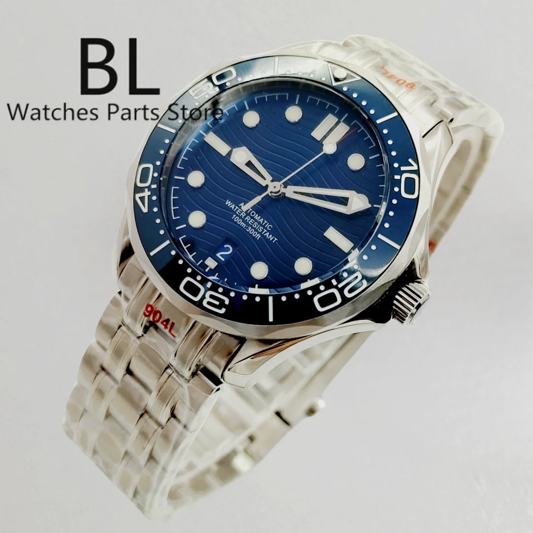 BLIGER 41mm Men\'s Watch NH35 Automatic Blue Dial Ceramic Bezel Luminous Waterproof 6 O\'clock Date Window Mechanical Wristwatch