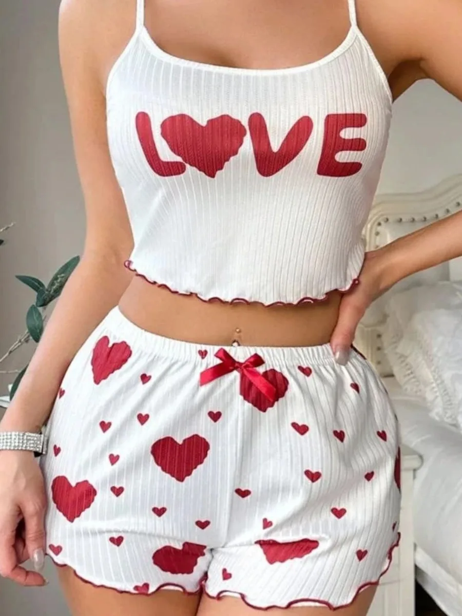 

Лето 2025 г., большой размер, новый повседневный стиль, женские шорты, комплект домашней одежды, пижамы, элегантные шорты с бантом, комплект 49KP