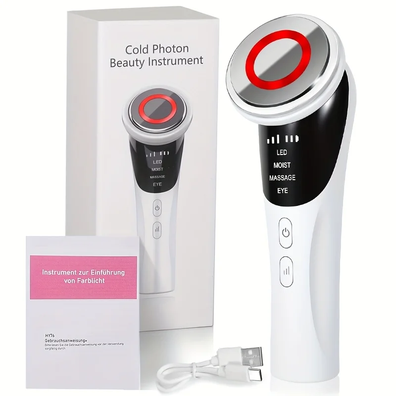 

LED Anti-Aging Massager: 4-in-1 Face & Neck Care, Wireless USB, Detachable & Ergonomic, Travel/Home Essential, Holiday Gift