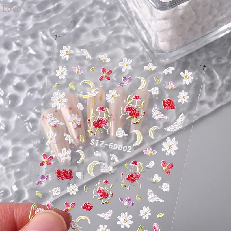 [L&P] وردة حمراء زهرة الربيع زهرة صغيرة القمر والسحابة مسمار الفن ملصقات لاصقة مانيكير الديكور