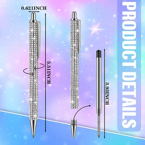 Imagen 2 del producto Bolígrafos de Metal ostentosos con diamantes de imitación, bolígrafos de regalo de tinta negra, bolígrafo ostentoso de cristal grande con diamantes para dama de honor, mujeres y niñas, compañeros de clase