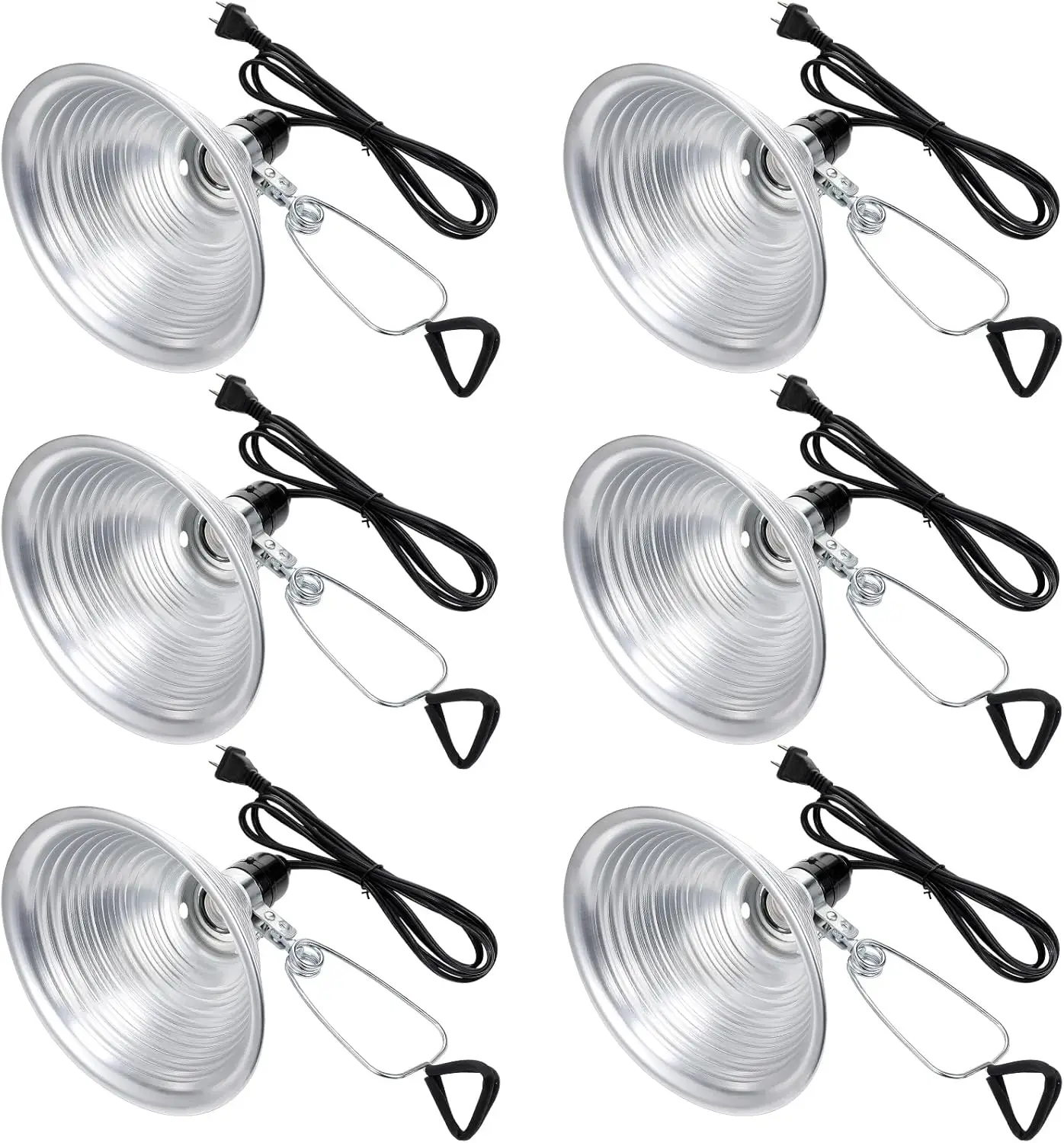 

Набор из 6 регулируемых светильников-прищепок с отражателем, до 150 Вт (лампа в комплект не входит), цоколь E26, кабель SPT-2 18AWG 6 футов (8,5 дюймов)