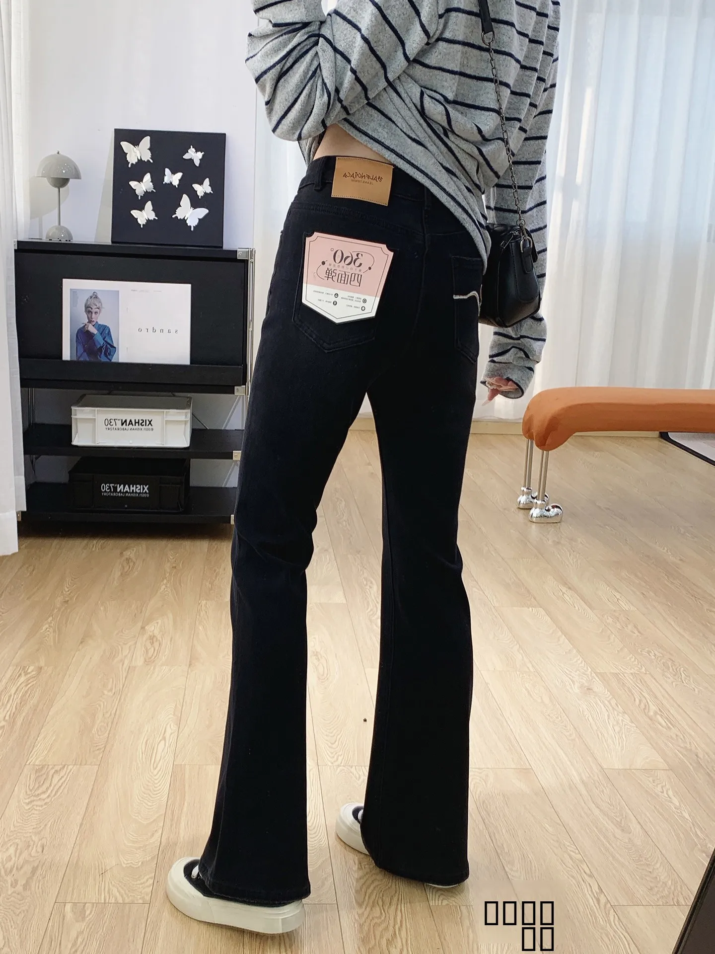 

Женские джинсы-клеш с высокой талией, на флисовой подкладке, облегающие, осенне-зимние, из хлопка, стрейч, повседневные