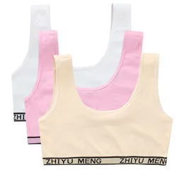3PCS Teenage Girls Training Bras Vests Puberty Adolesent Students Underwear Brassiere Letters Wireless Children Tube Tank Tops