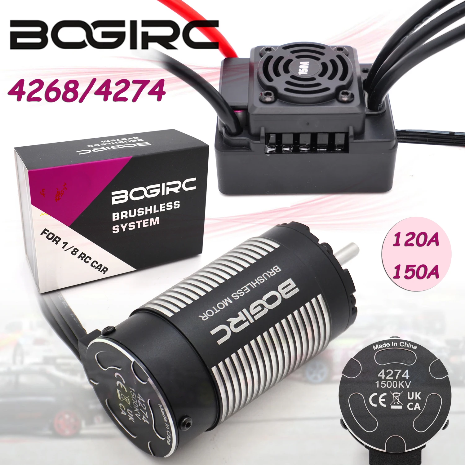 

Бесколлекторный двигатель и регулятор скорости (ESC) BOGIRC Combo 4268 4274 150A 120A для радиоуправляемых моделей 1/8 1/7, внедорожных и дорожных грузовиков Traxxas, Wltoys, HSP