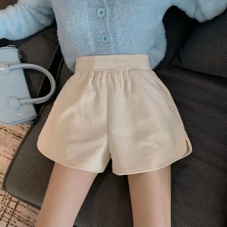 Short Pants for Female Students, Autumn and Winter Korean Version, Loose Fit High Waisted Boots, Wide Leg Pants