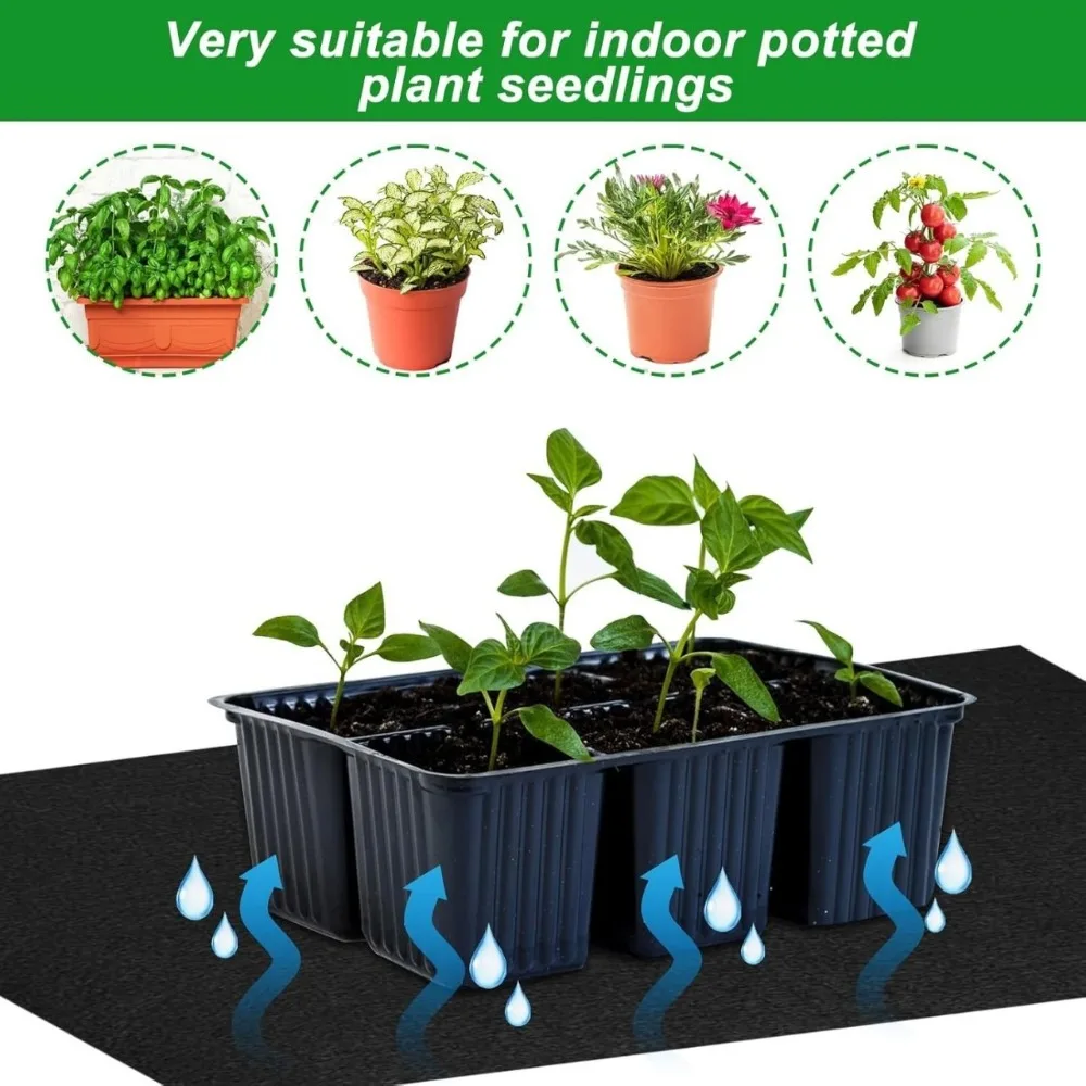 

Breathable Watering Capillary Mat Eco-Friendly Reusable Basket Liner Mat Water Retention Black Automatic Plant Watering Mat