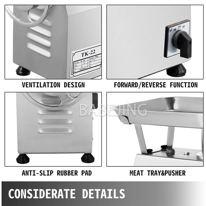 Бытовая мясорубка BABEJING, измельчитель чили из нержавеющей стали, промышленная и коммерческая электрическая мясорубка