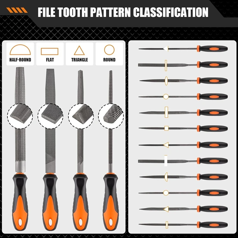 17-Piece Metal File Set, Upgraded Half-Wheeler, Angle, Round, Flat And Needle Files For Plastic And Wood Projects