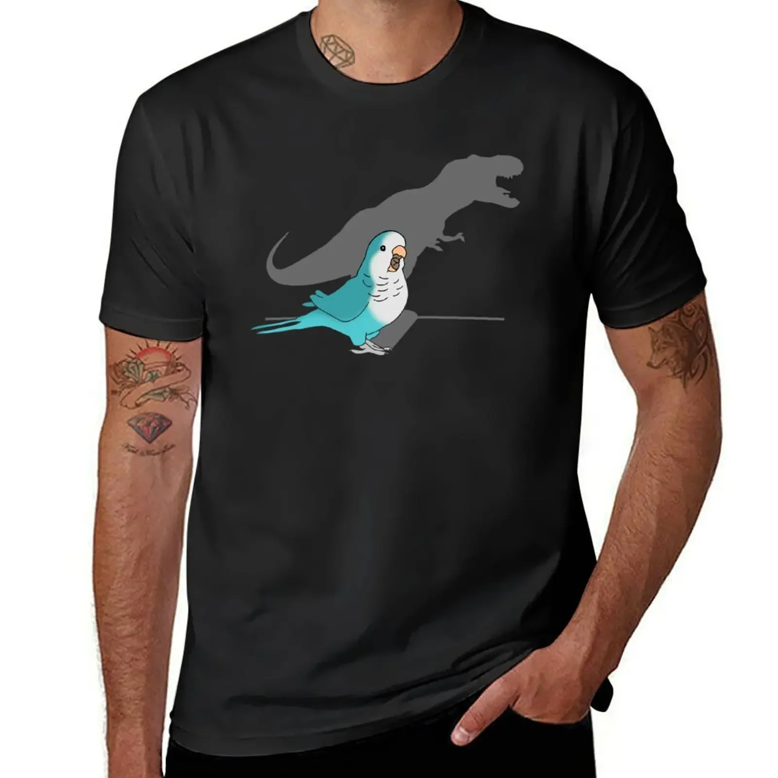 T-rex blue monk parakeet T-Shirt vintage shirts graphic mens fashion