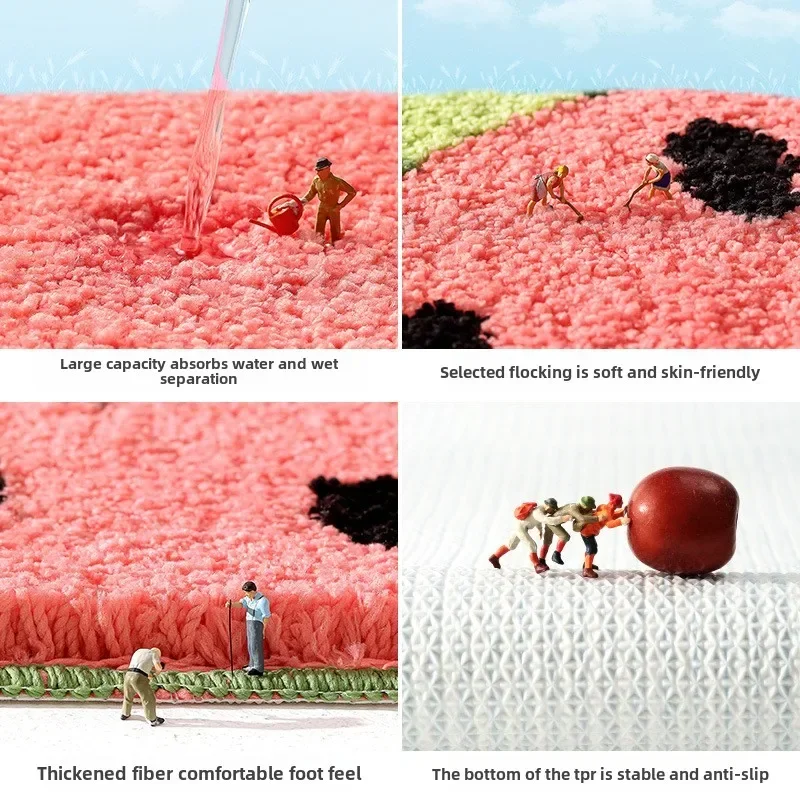 Funny Fruit Bath Mat - Non-Slip Microfiber Rug for Bathroom, Super Absorbent & Quick Dry, Cute Cartoon Shape, Soft Flocked