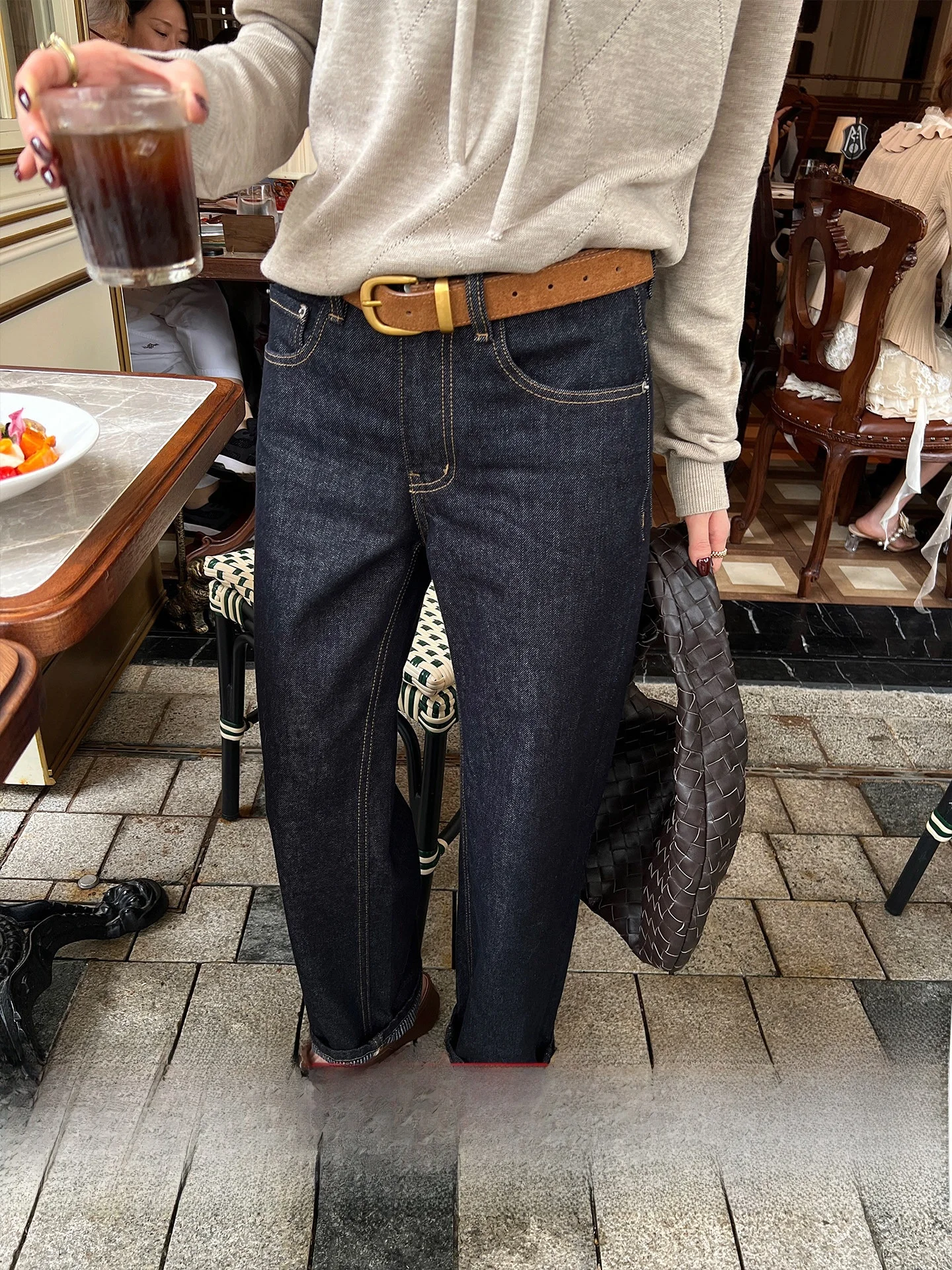 

Винтажные прямые джинсы для повседневной носки с высокой талией, из смесового хлопка, на пуговицах, цветные, женские, прямого кроя OY253XZ0834