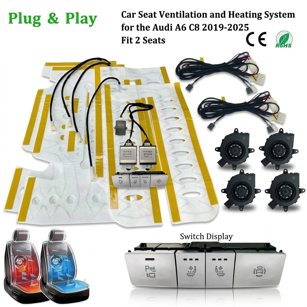 Built In Car Seat Ventilation Heating System Kit Fit front 2 seats, With Dedicated Switches,Suitable For Audi A6 C8 2019-2025