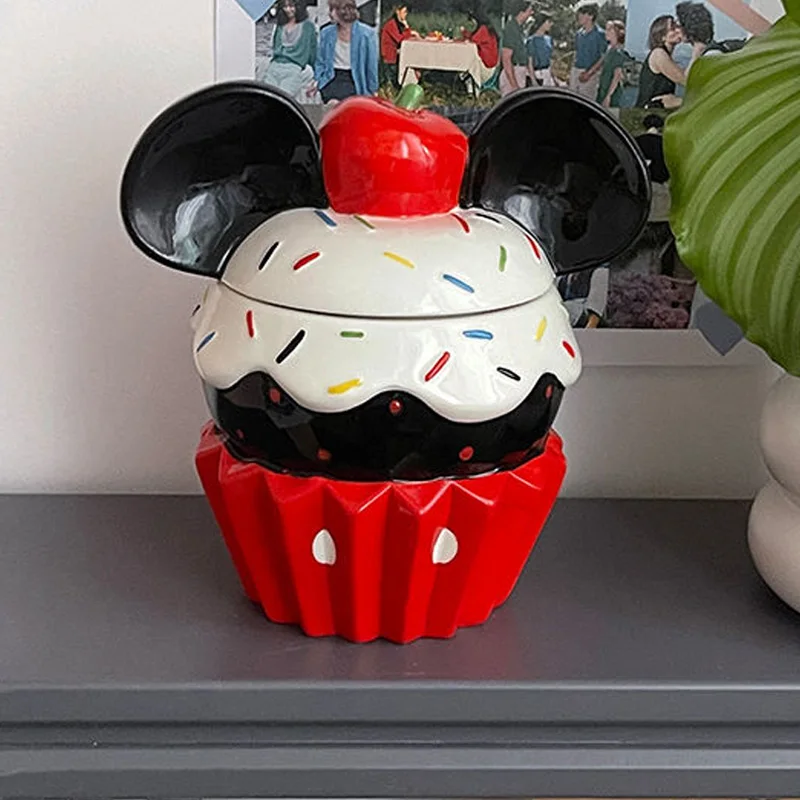 Disney Anime Mickey Mouse Action Figure Toys Mickey Donut Style Food Seasoning Storage Ceramic Storage Tank Tea Canister Gifts