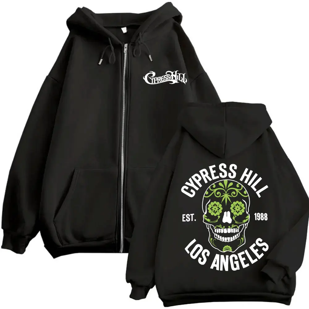 

Rapper Cypress Hill Skeleton Zipper Hoodie Men Women Hip Hop Oversized Zip Up Jacket Male Vintage Casual Fleece Cotton Hoodies