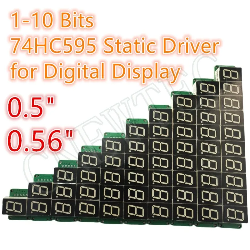 Static Drive 1 2 3 4 5 6 7 8 9 10Bits Segment Digital Tube LED Digital Display Module  74HC595 Tube 100% New Original