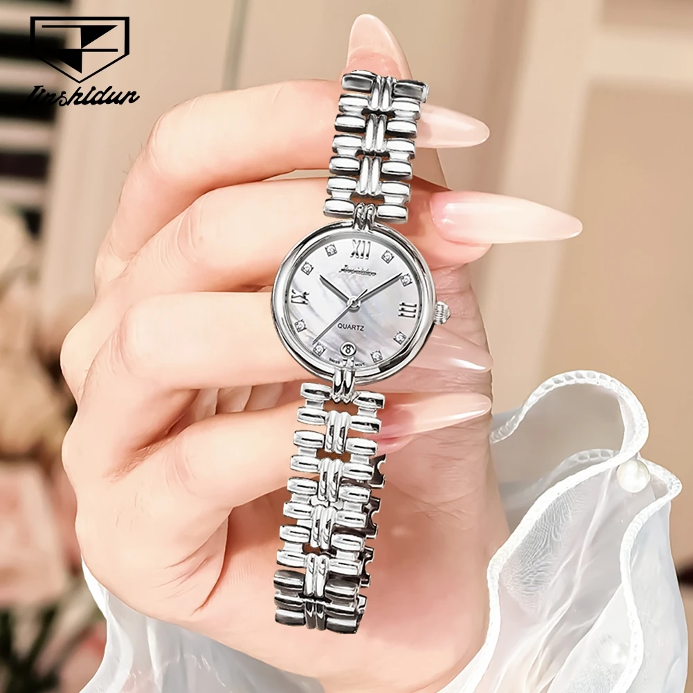 JSDUN 8978 Diamentowy zegarek dla kobiet Wodoodporny zegarek damski ze stali nierdzewnej o ekskluzywnym designie Reloj de mujer
