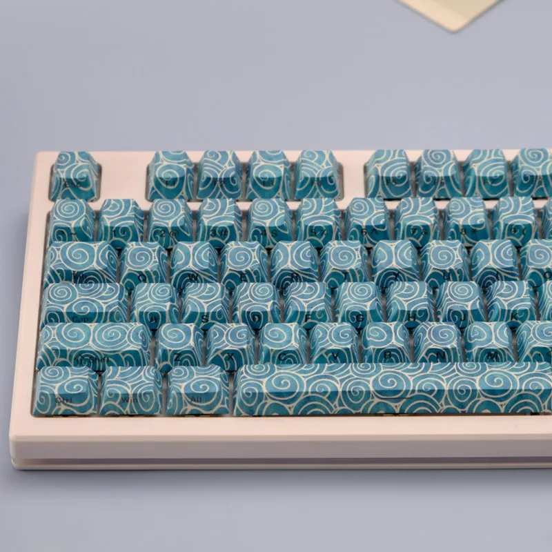 KBCaps 136 Tasten Blue Swirl Seitenlicht PBT Farbstoffsublimation Kirschprofil Tastenkappen Set für MX Switch Gaming mechanische Tastatur