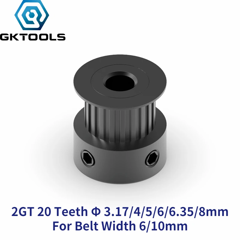 GKTOOLS GT2 Timing Pulley 20 teeth Bore 3.17mm 4mm 5mm 6mm 6.35mm 8mm for width 6mm 2GT Synchronous Belt Small backlash 20Teeth