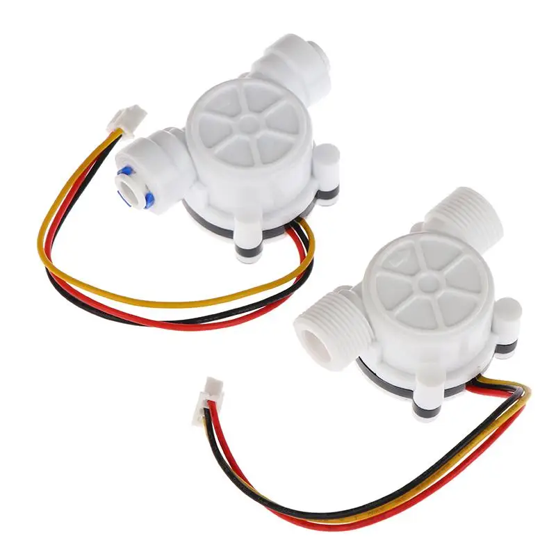 White PE Flow Sensor Series Digital Liquid Flow Sensor YF S401 S402 G3/4 G1/2 Hall Effect Inline Meter For RO Machine