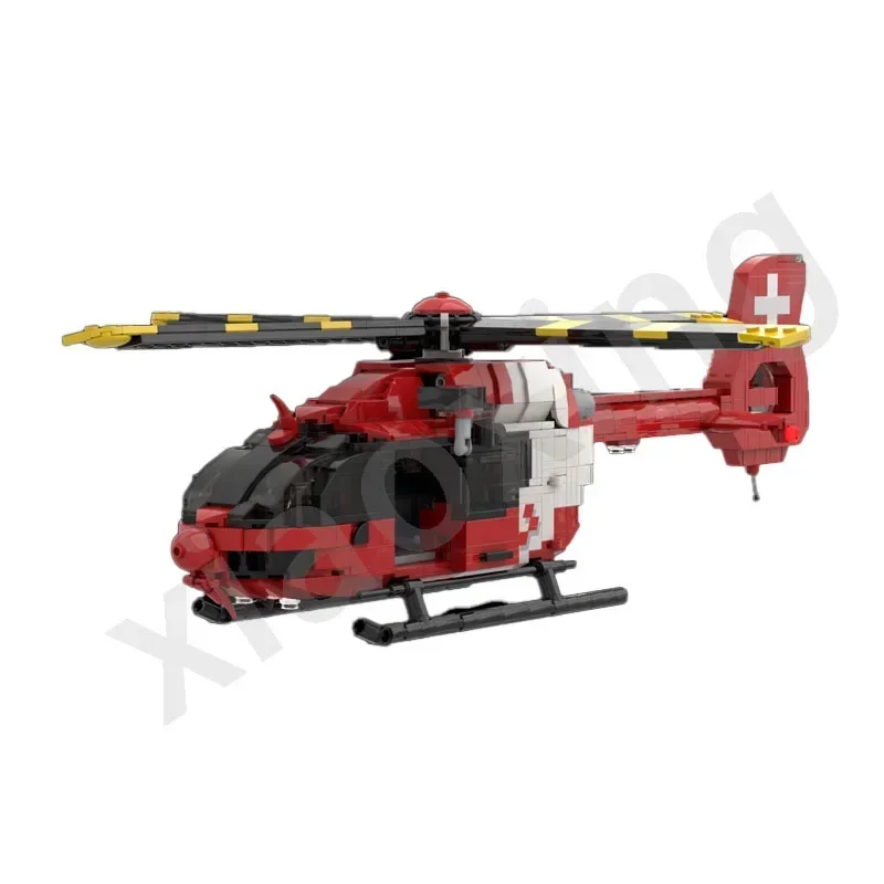 City Quick Response Cross Rescue Helicopter MOC-89723 Building Block Model 900 Parts • Birthday Toy Gift for Adults and Children