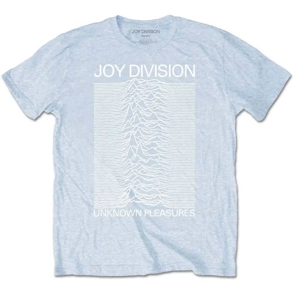 Men's Joy Division Unknown Pleasures White On Blue Slim Fit T-shirt Large Light