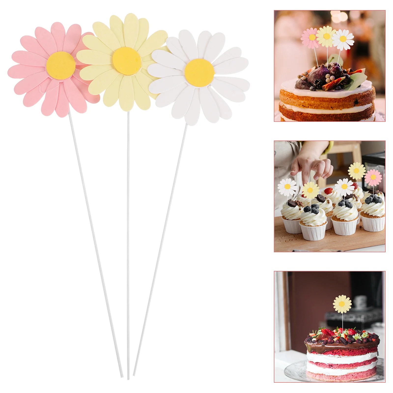 30-delige Daisy Cake Toppers Picks Cupcake Decoraties Bloem Bloemen Snack Cakes Boheemse Hippie