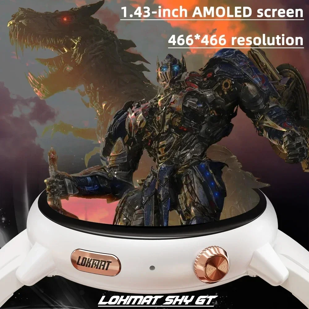 LOKMAT SKY GT Smart Watch Men SIM Card Call Round Amoled Screen HD Video Clock SOS GPS Reloj Women Heart Rate Fitness Tracker