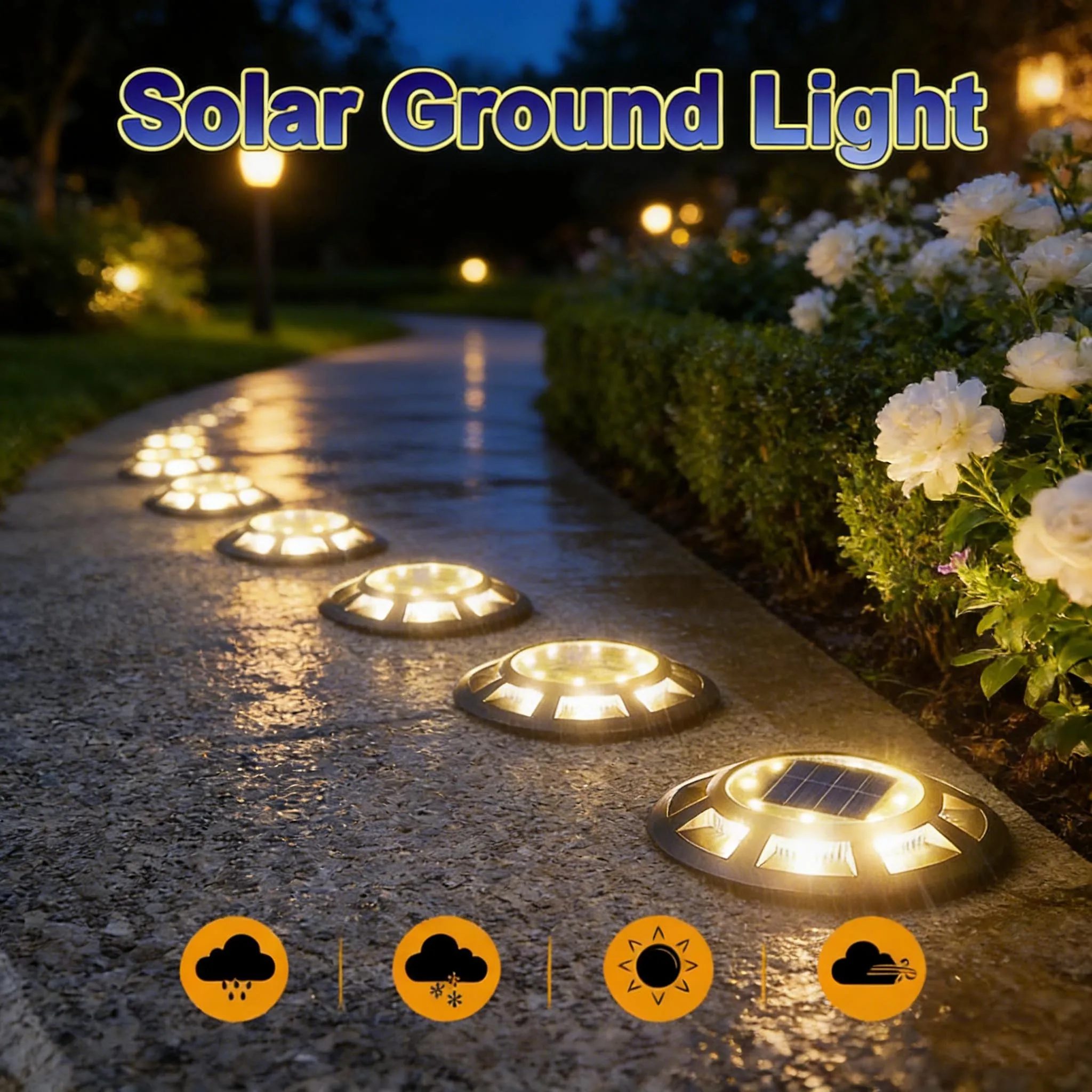 LED Outdoor Solar Power Ground Light IP65 Waterproof Lighting Control Path Deck Lights Yard Driveway Lawn Garden Decoration Lamp