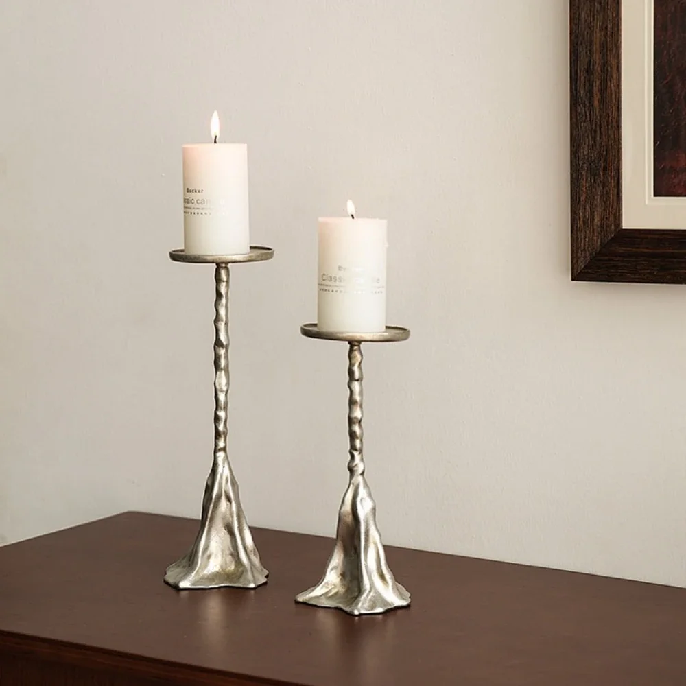 Vintage Hill Resin Art Tall Stem Candle Holders Home Tabletop Candlestick Art Ornaments for Dining Room Wedding Home Decor Gifts