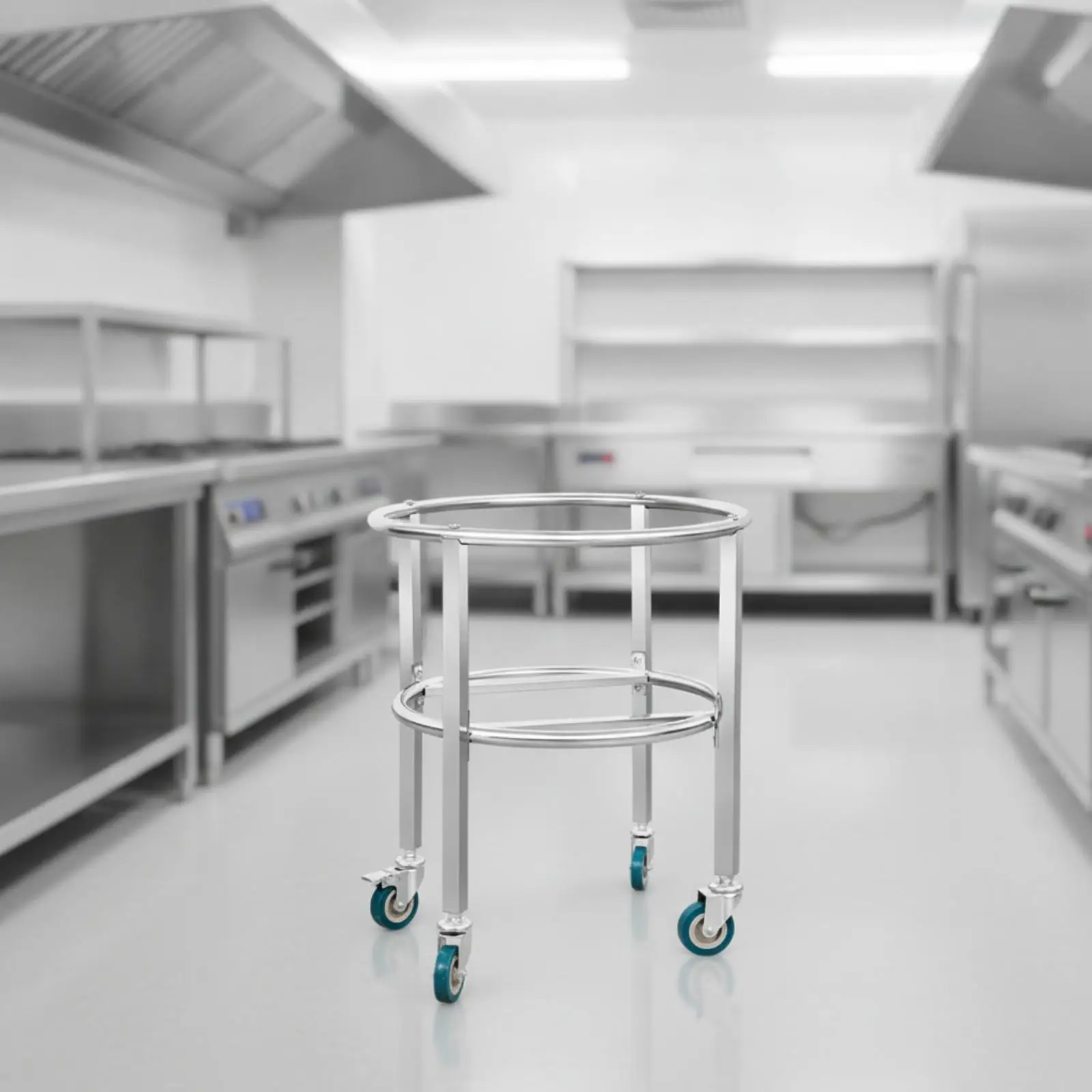 Durable Soup Bucket Trolley Stainless Steel Frame for Cafeteria Food Service Rolling Stand