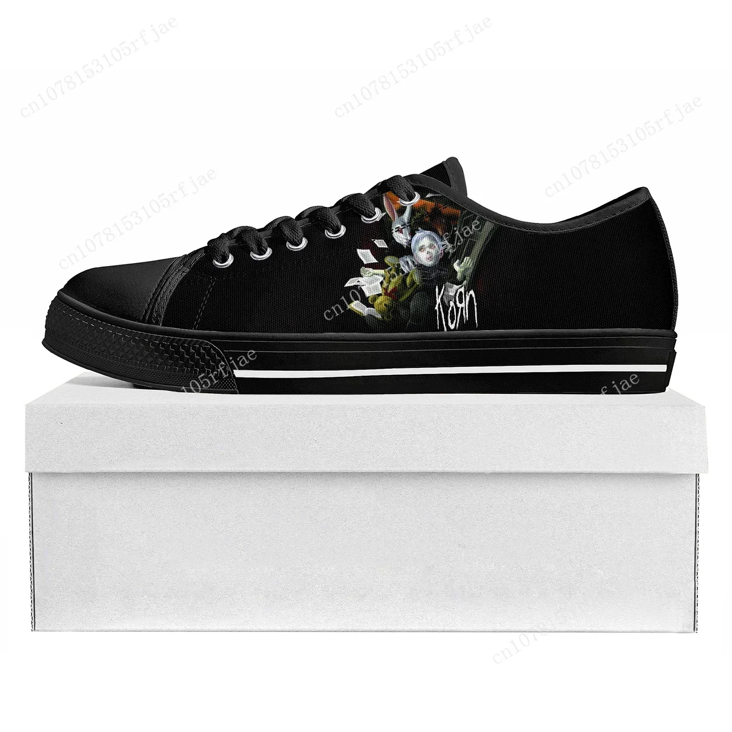 Korn Rock Band Low Top High Quality Sneakers Mens Womens Teenager Canvas Sneaker 3D Print Casual Couple Shoe Custom Shoe Black