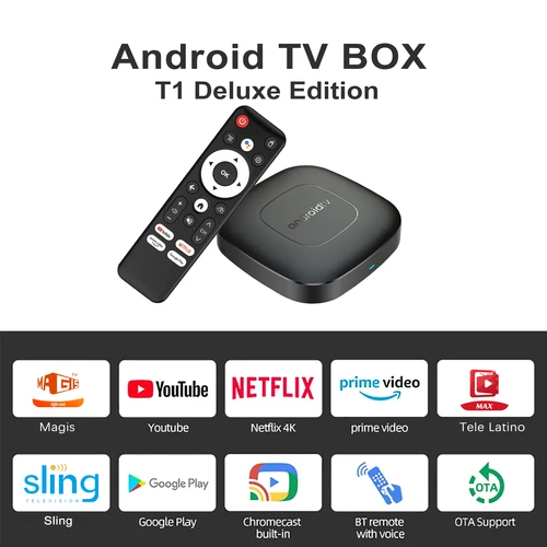 글로벌 버전 스마트 스트리밍 미디어 플레이어 TV Box Mortal T1 Bluetooth Google Assistant Android13 AllwinnerH313 2.4G 및 5G Wifi 4K 