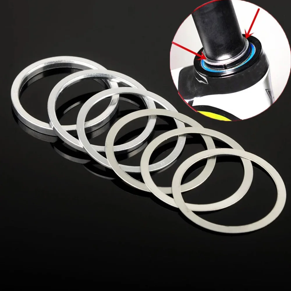 

6pcs Aluminum Alloy Fine Tuning Bike Front Fork Cycling Accessories Bicycle Headset Spacer Adjusting Washer Spacing Pad Gasket