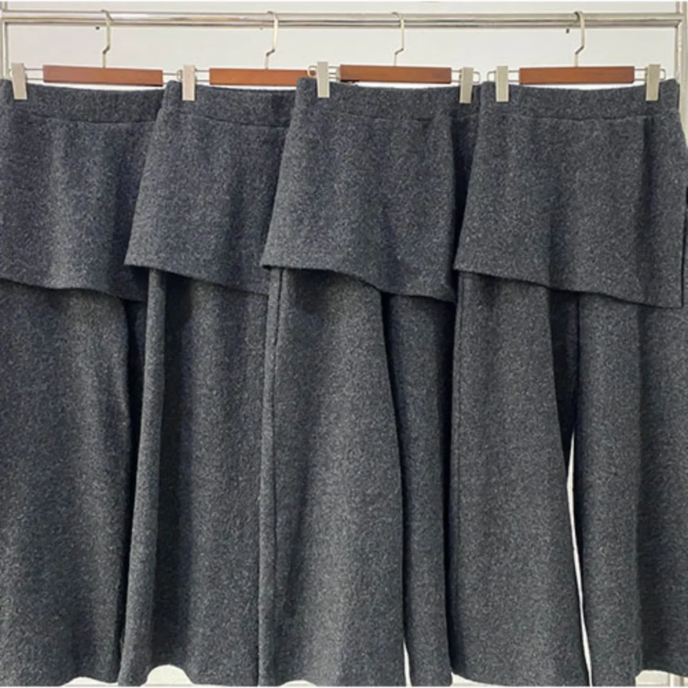Pantalon jupe en laine de particules à fente latérale multicouche