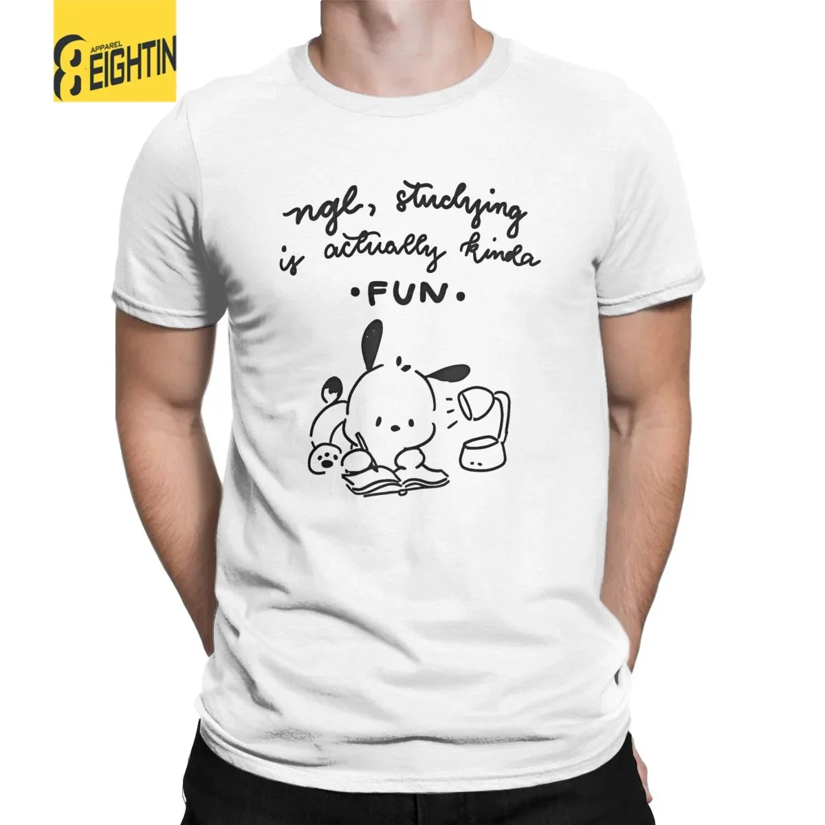 Men Studying Is Fun Cute Pucheccu T Shirts Cotton Clothing Novelty Short Sleeve Crew Neck Tee Shirt Gift Idea T-Shirt