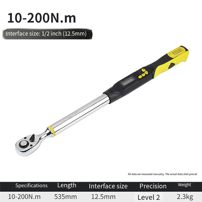 

SOFT-1/2In 10-200N.M Digital Torque Wrench Professional Torque Adjustable Wrench For Bike Car Bicycle Repair Torque Tool Key