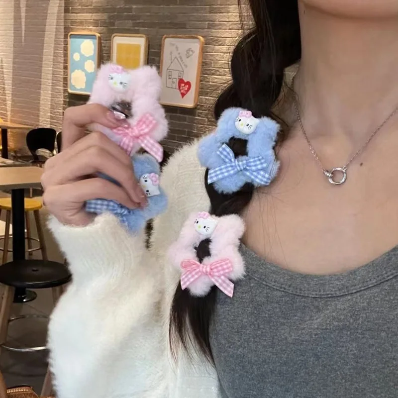 

Furry Star KT Plaid Bowknot Hair Clip Girl Heart BB Clip Sweet Autumn Winter Five Pointed Star Cartoon Hair Christmas Gifts