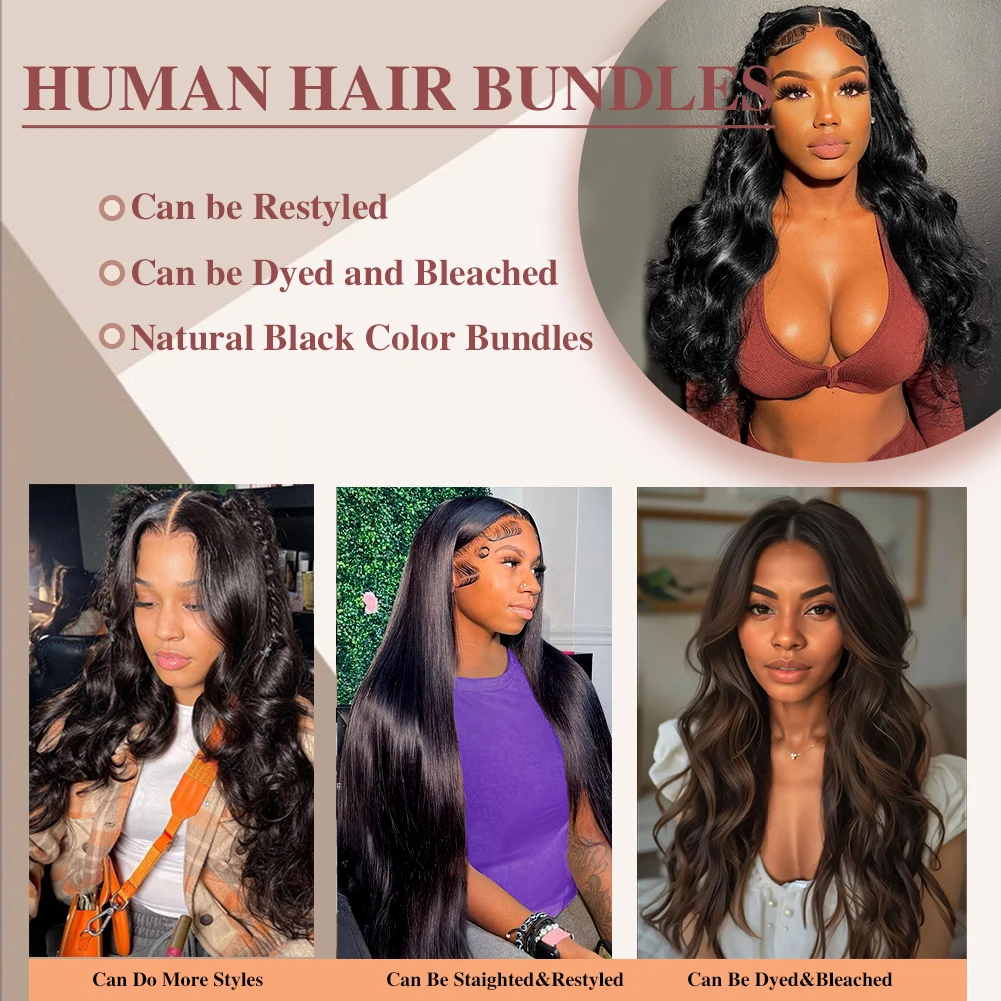 Bundles brésiliens de cheveux humains Body Wave pour femmes, extensions de cheveux 100% humains, offres de cheveux bruts