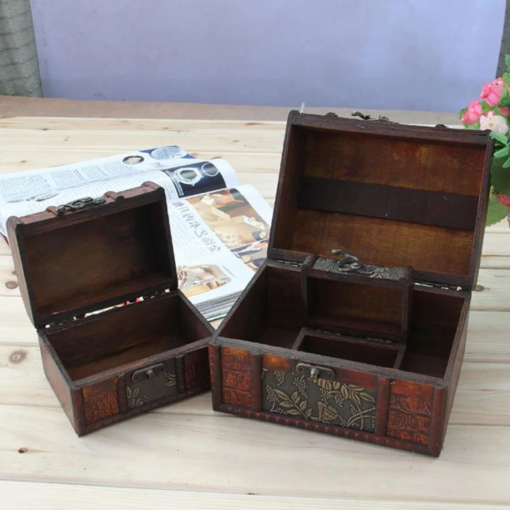 

3pcs Wooden Jewelry Box Carved Design Makeup Case Organizer Bronze Lock Elegant Storage Box For Bracelets