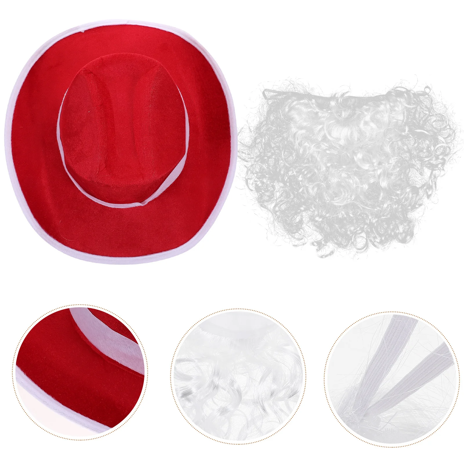 

1 Set Santa Claus Beard Hat Kit Soft Non-Woven Fabric Realistic For Christmas Party Adults Santa Cosplay Props Xmas