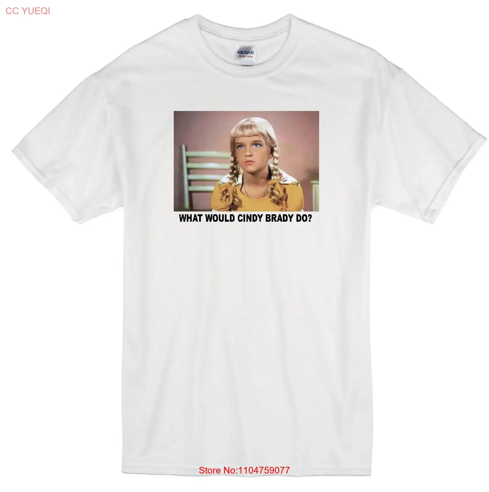 CINDY BRADY WWD SUSAN OLSEN BUNCH TV FAMILY SITCOM camiseta blanca RETRO vintage lavada ropa de calle cómoda ligeramente suave